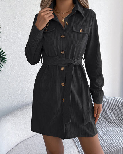 Corduroy Lace-Up Dress