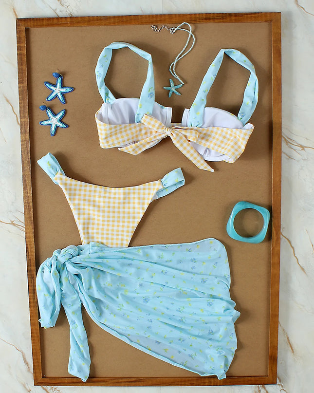 Print Bikini with Mini Skirt