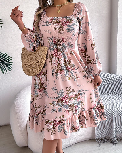 Floral Print Ruffled Dress