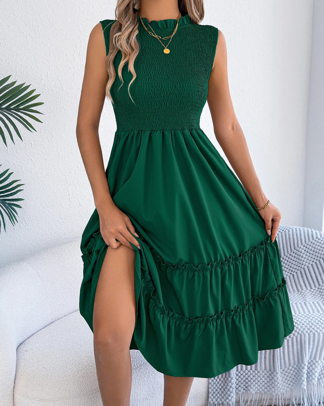 Ear Edge Sleeveless Lotus Leaf Dress