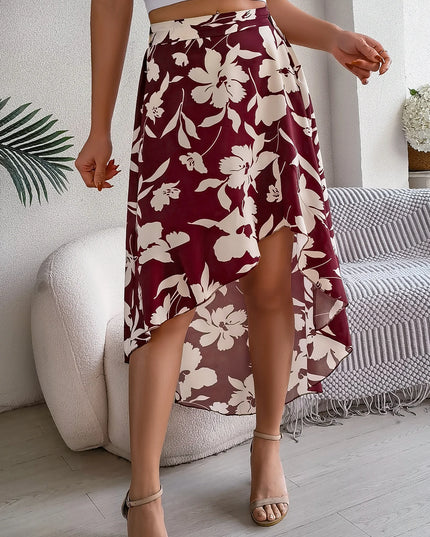 Asymmetric Ruffle Edge Skirt