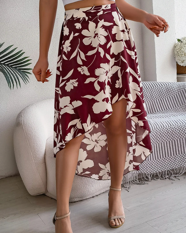 Asymmetric Ruffle Edge Skirt