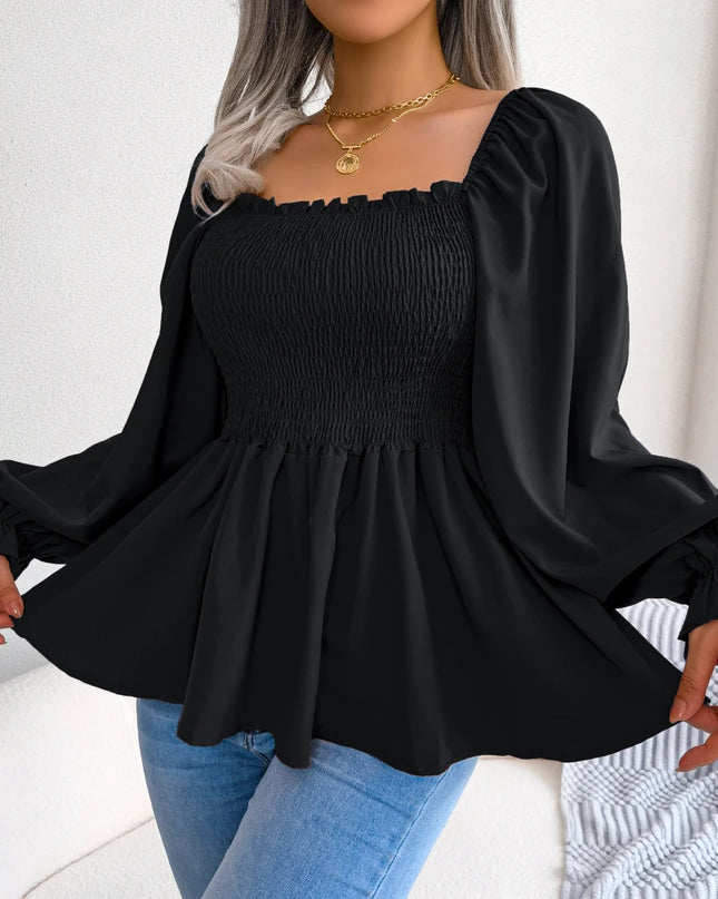 Ruffled Peplum Chiffon Blouse