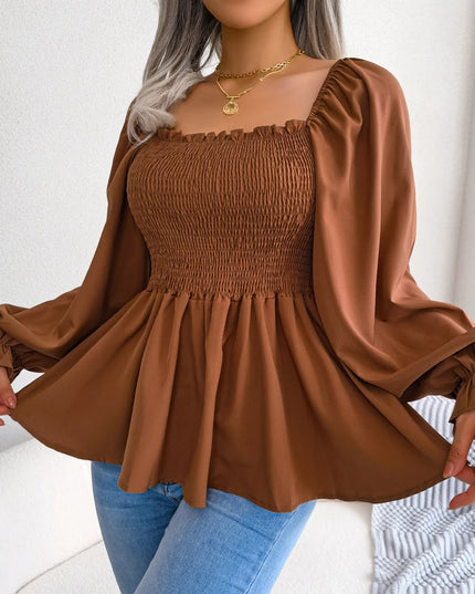 Ruffled Peplum Chiffon Blouse