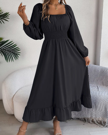 Ruffled Square Neck Maxi Dress