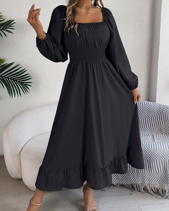 Ruffled Square Neck Maxi Dress