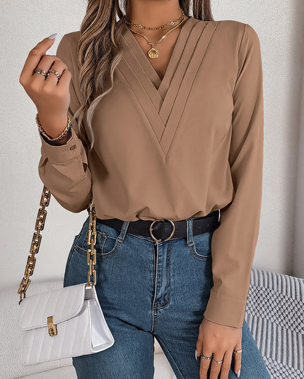Triple V-Neck Chiffon Blouse