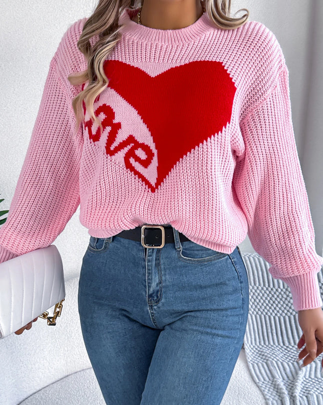 Heart Pattern Knitted Sweater