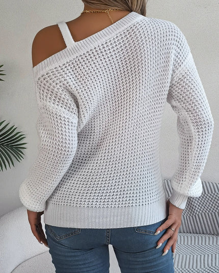 Off Shoulder Metal Buckle Sweater